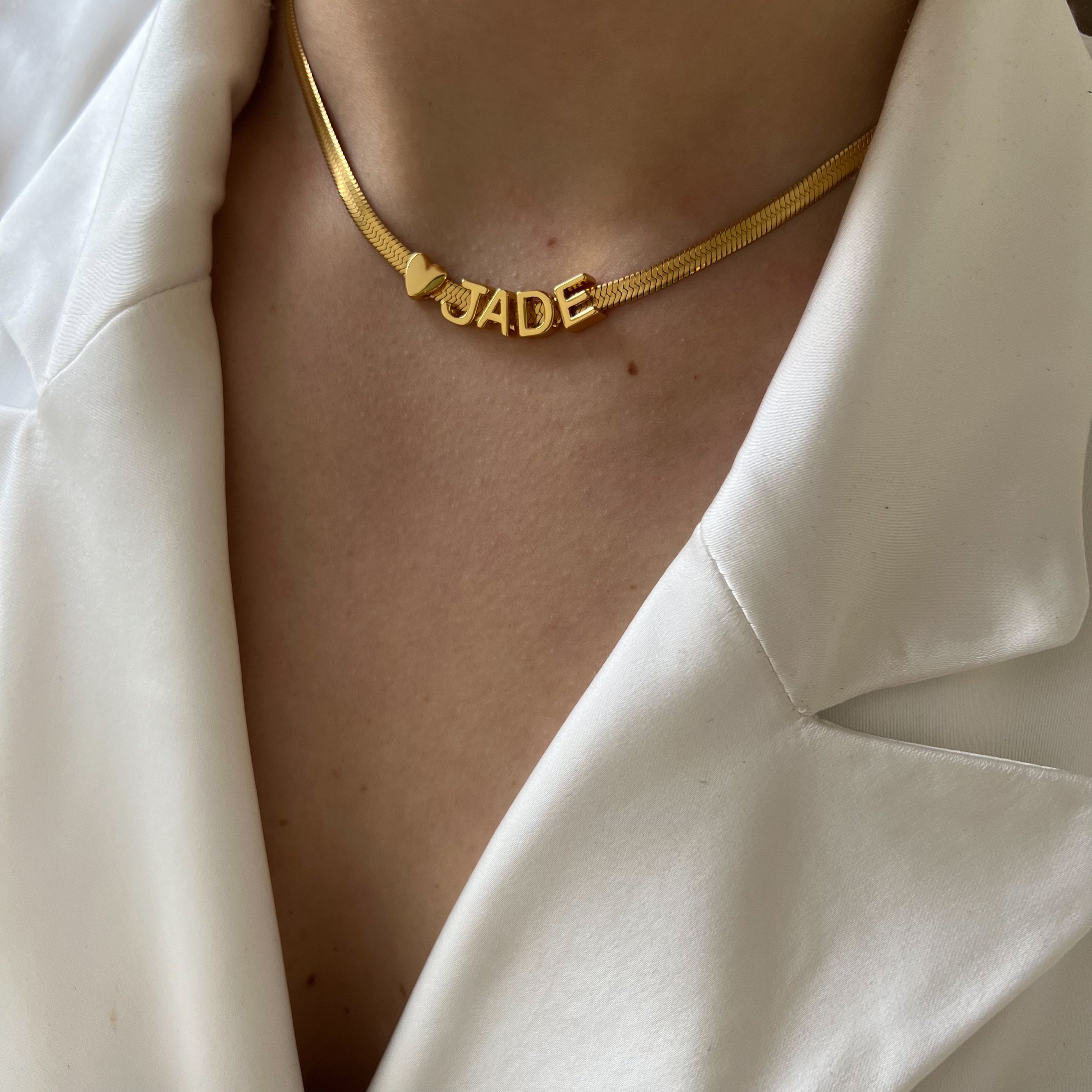 Flat Name Necklace Heart Flat Name Necklace Heart