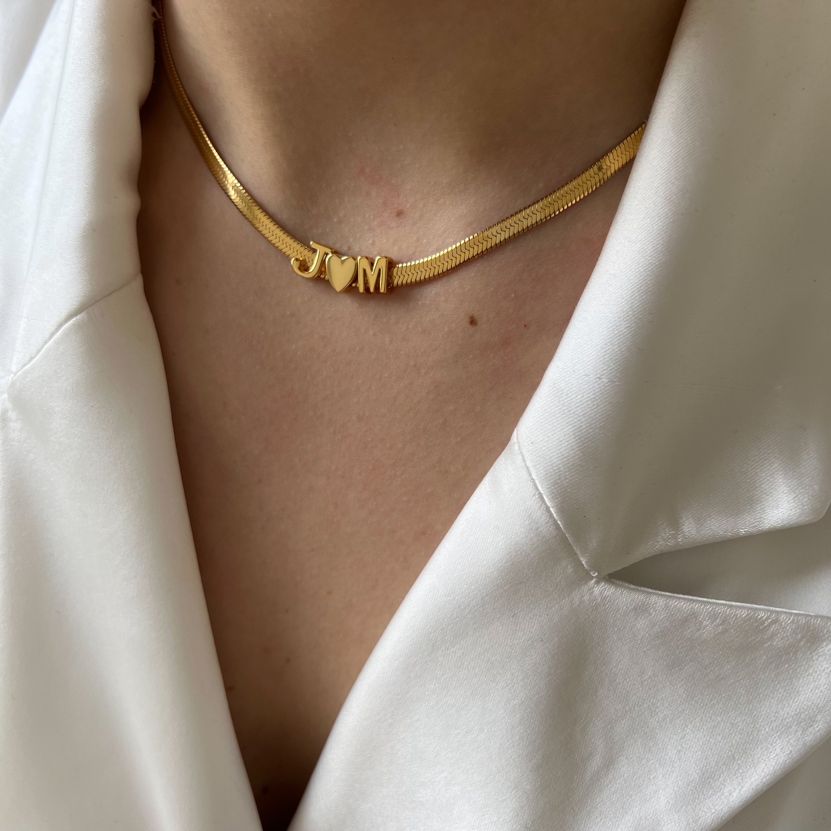 Flat Love Initials Necklace Flat Love Initials Necklace