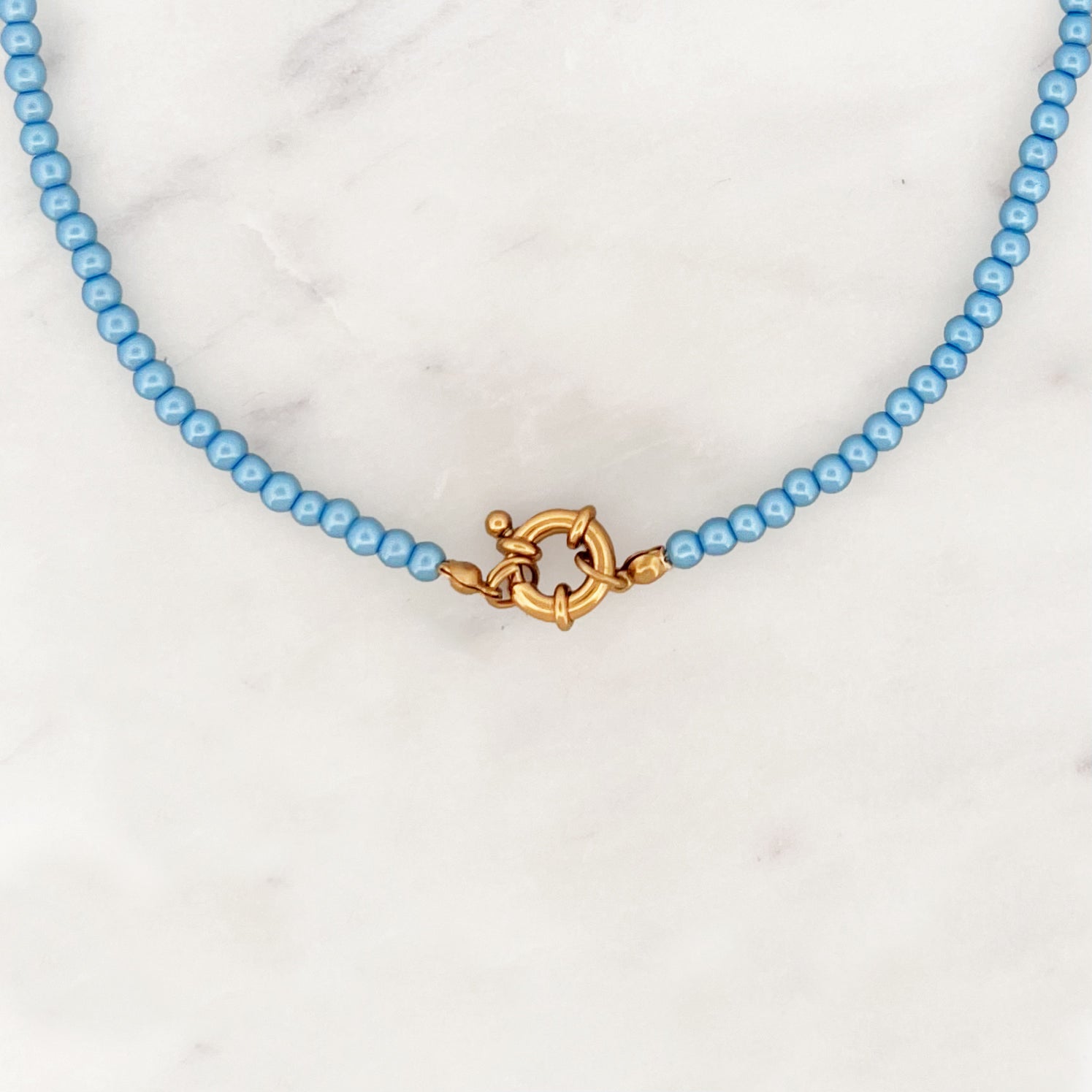 Halskette Hellblau Perlen Halskette Hellblau Perlen