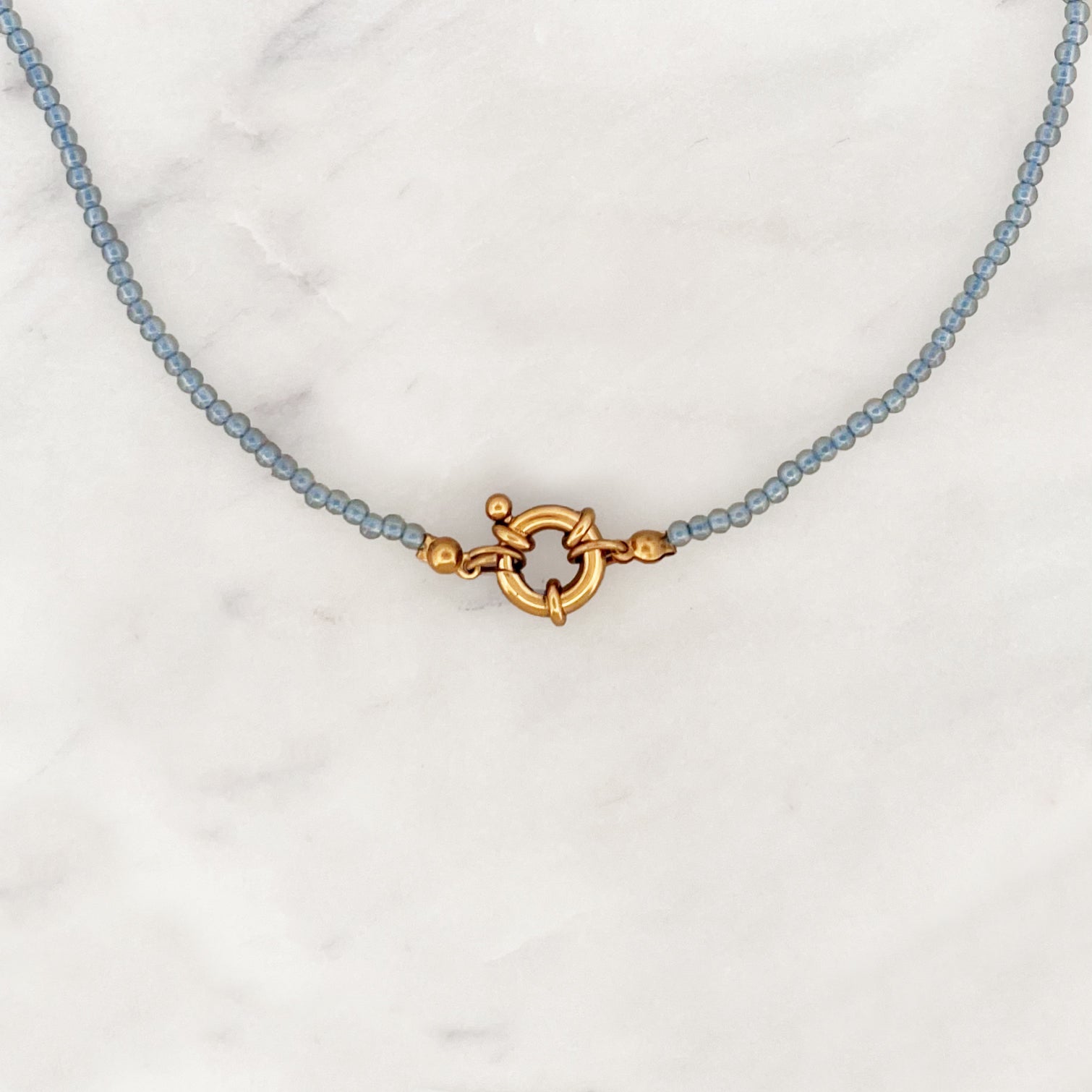 Choker Halsband Stahlblau Perlen Choker Halsband Stahlblau Perlen