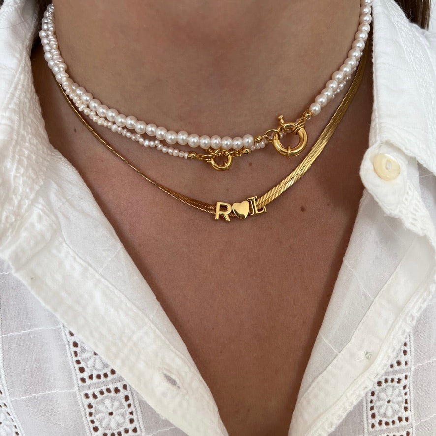 Flat Love Initials Necklace Flat Love Initials Necklace