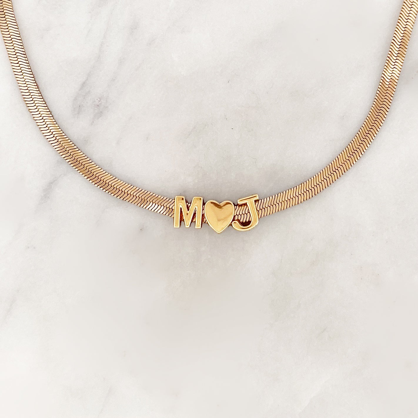 Flat Love Initials Necklace Flat Love Initials Necklace
