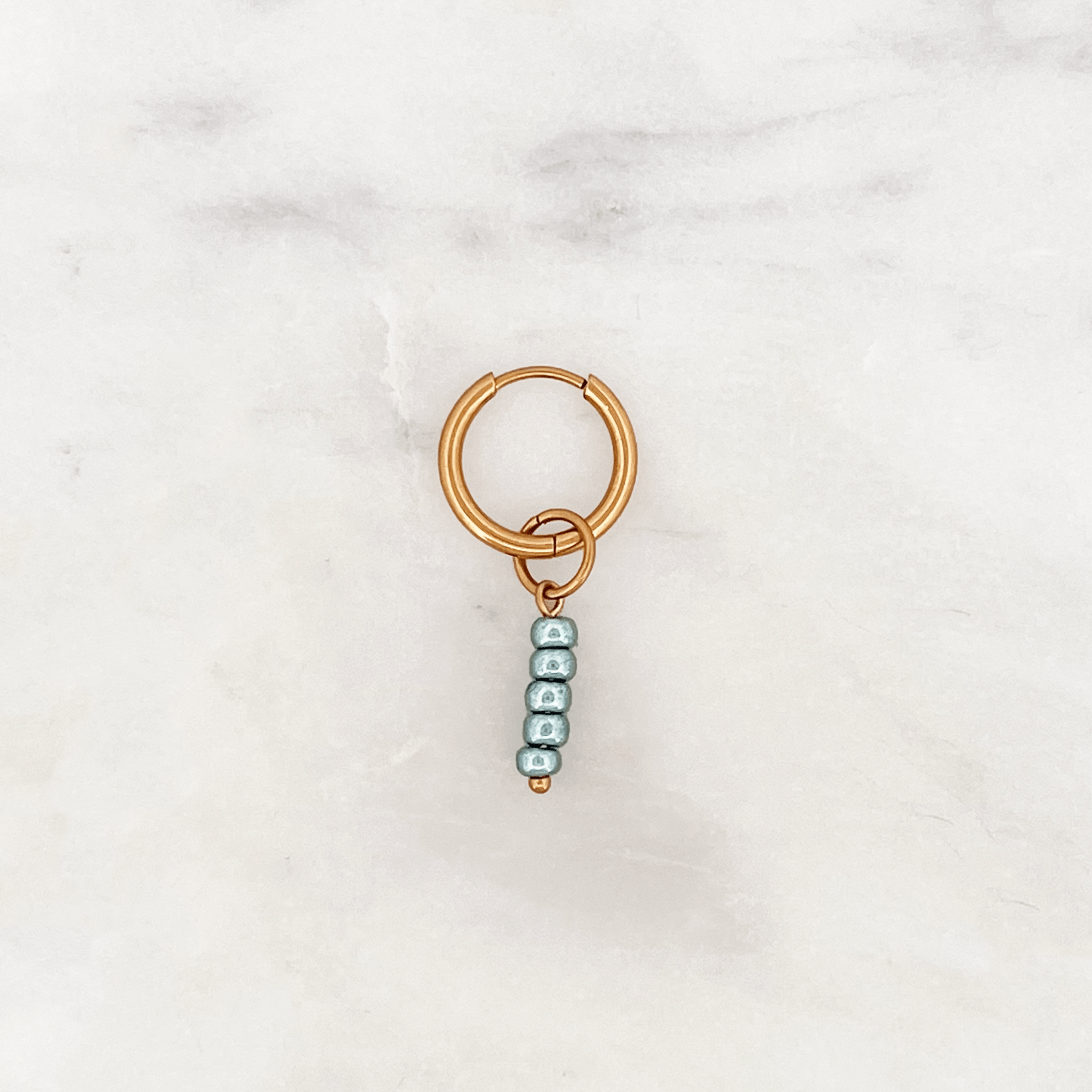 Fine Huggie Glossy Sea Beads - ByNouck Jewelry Fine Huggie Glossy Sea Beads - ByNouck Jewelry