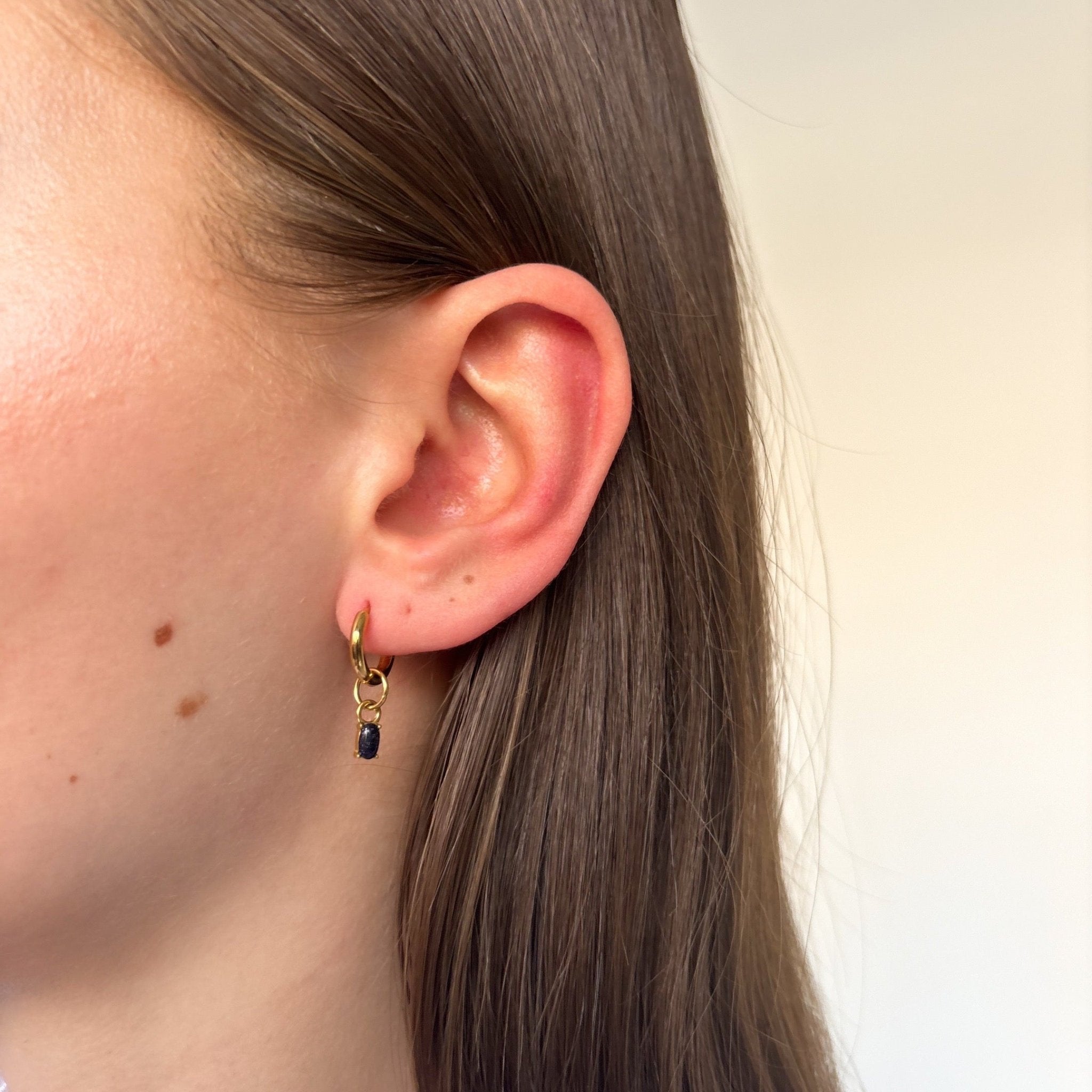 Hoop Blue Sandstone Oval - ByNouck Jewelry Hoop Blue Sandstone Oval - ByNouck Jewelry