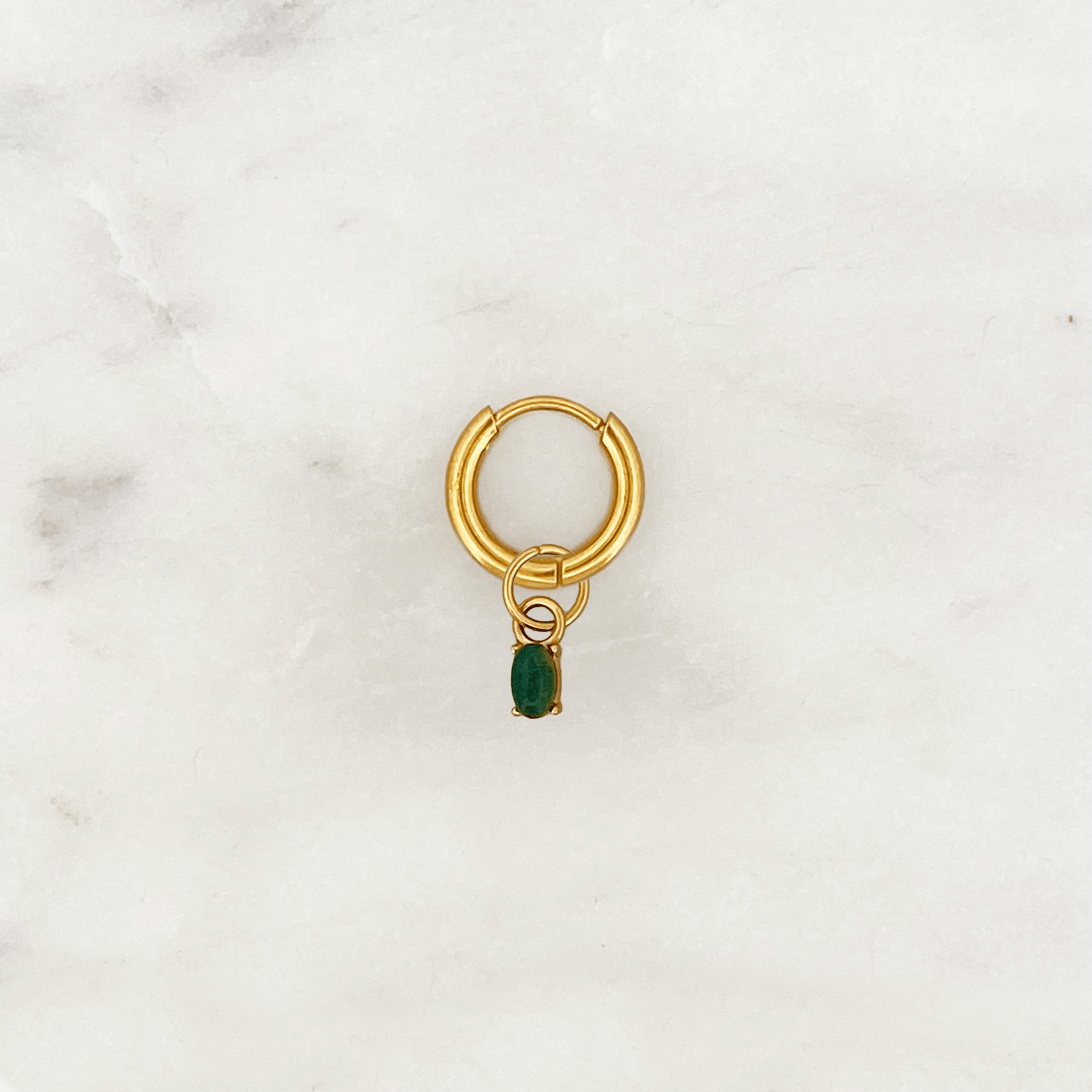 Hoop Green Quartz Oval - ByNouck Jewelry Hoop Green Quartz Oval - ByNouck Jewelry