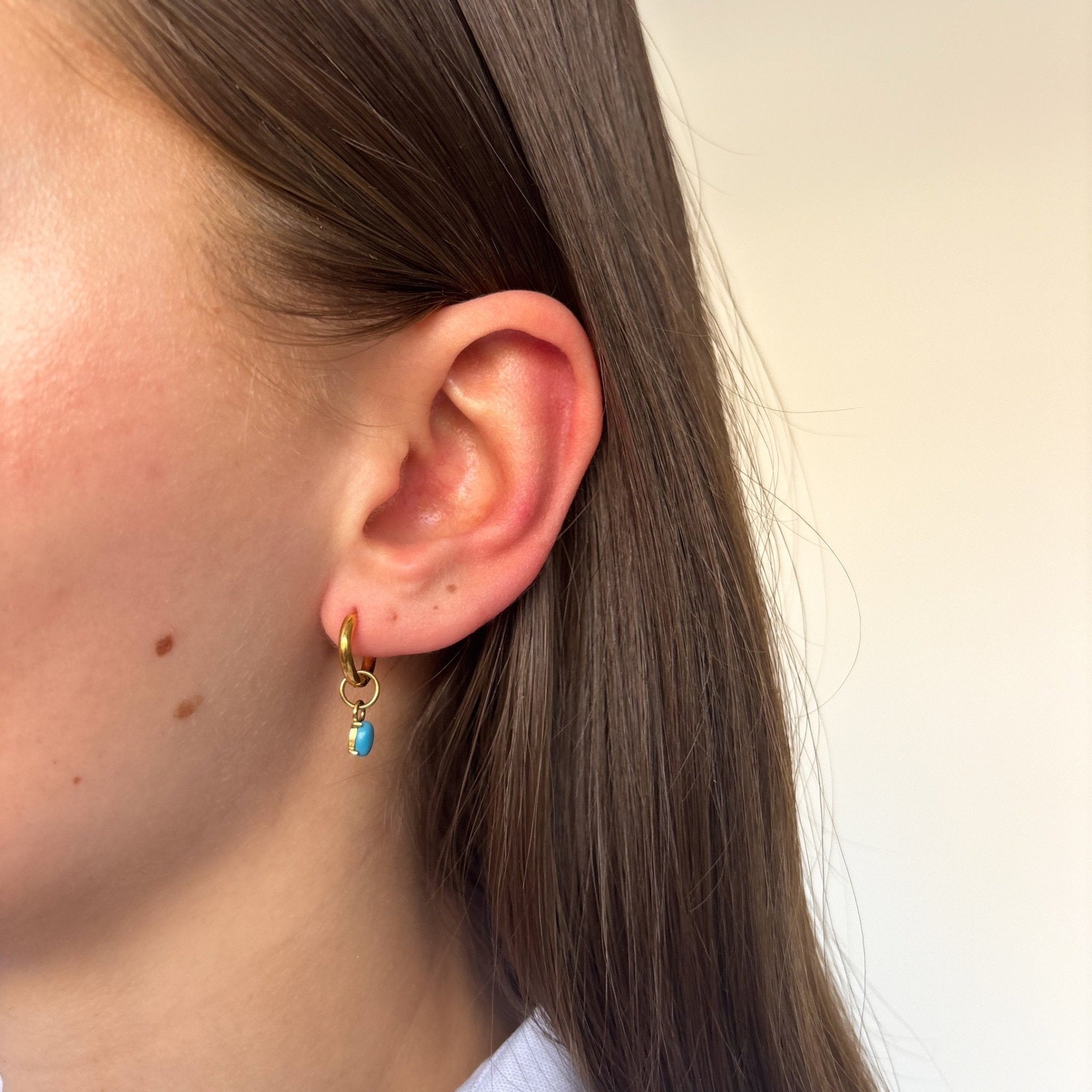 Hoop Turquoise Stone Oval - ByNouck Jewelry Hoop Turquoise Stone Oval - ByNouck Jewelry