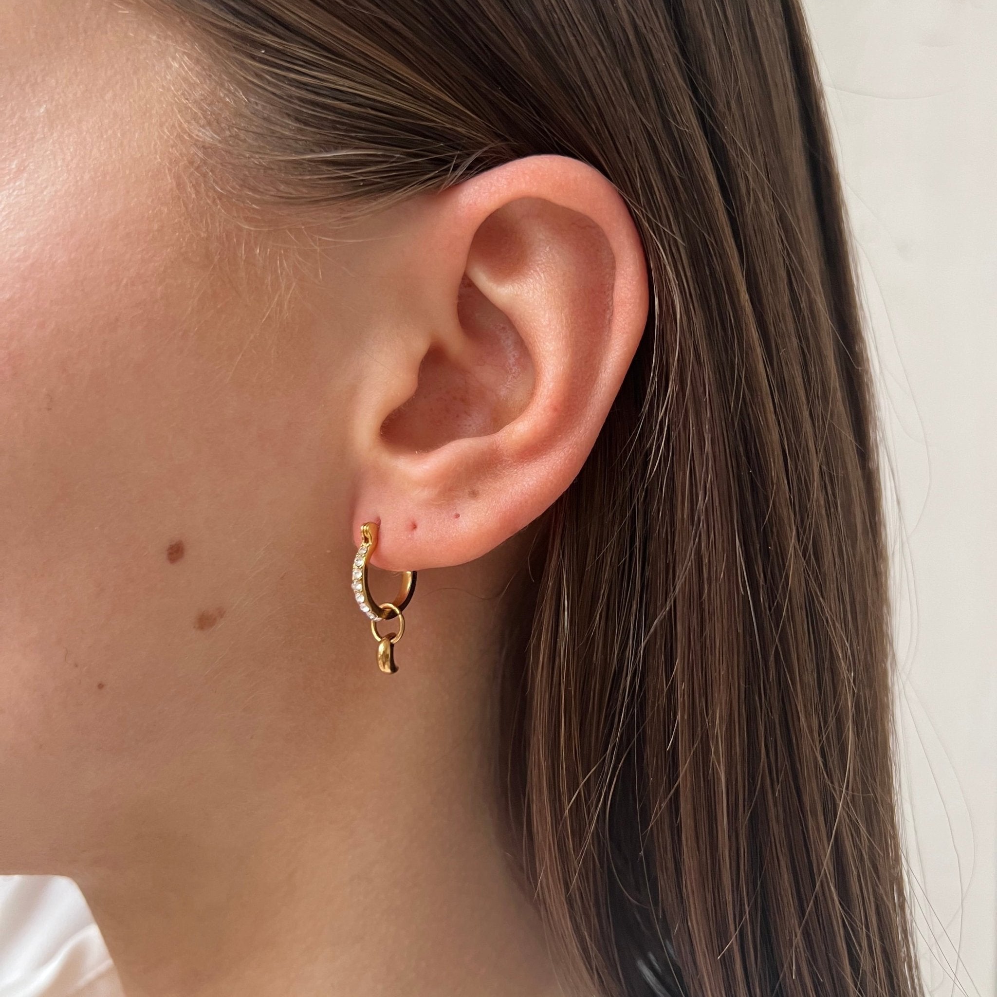 Rhinestones Hoop Little Moon - ByNouck Jewelry Rhinestones Hoop Little Moon - ByNouck Jewelry