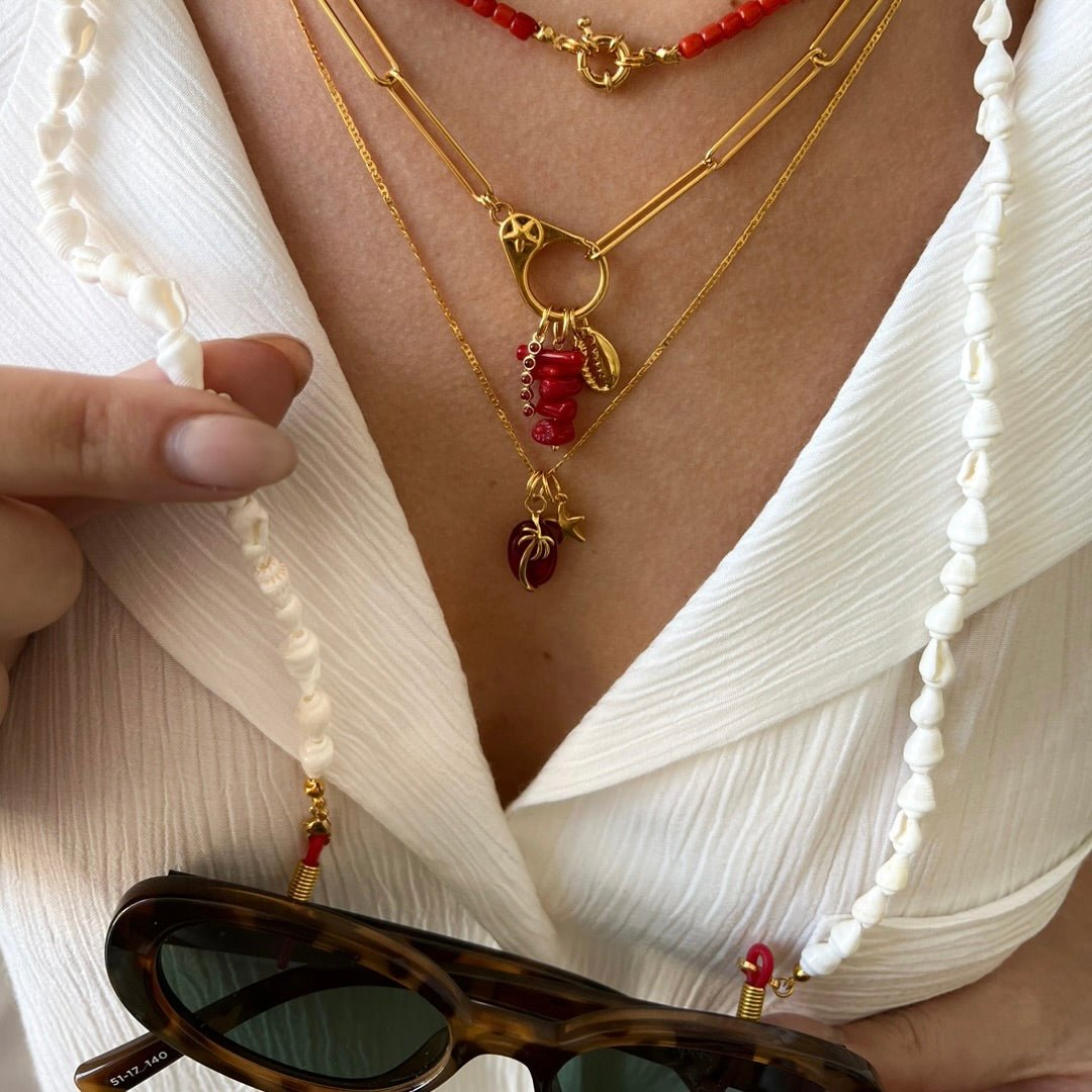 Shell Sunny Cord Red - ByNouck Jewelry Shell Sunny Cord Red - ByNouck Jewelry