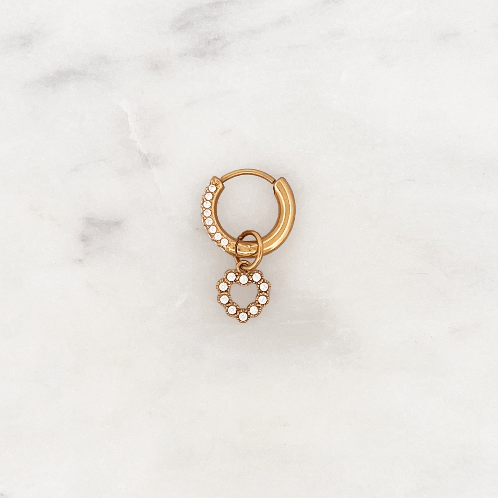 Shiny Hoop Small Bright Heart - ByNouck Jewelry Shiny Hoop Small Bright Heart - ByNouck Jewelry