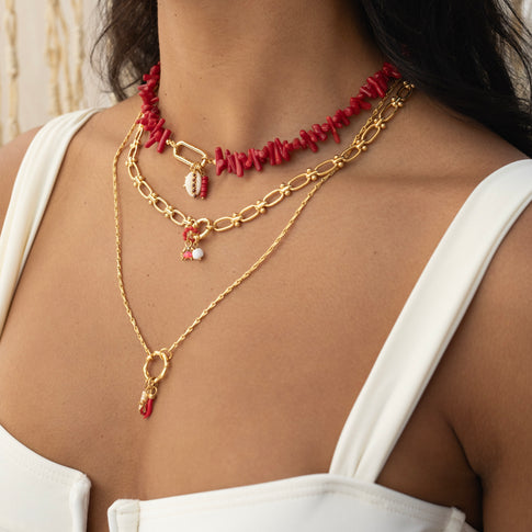 Basis-Halsband aus roter Koralle