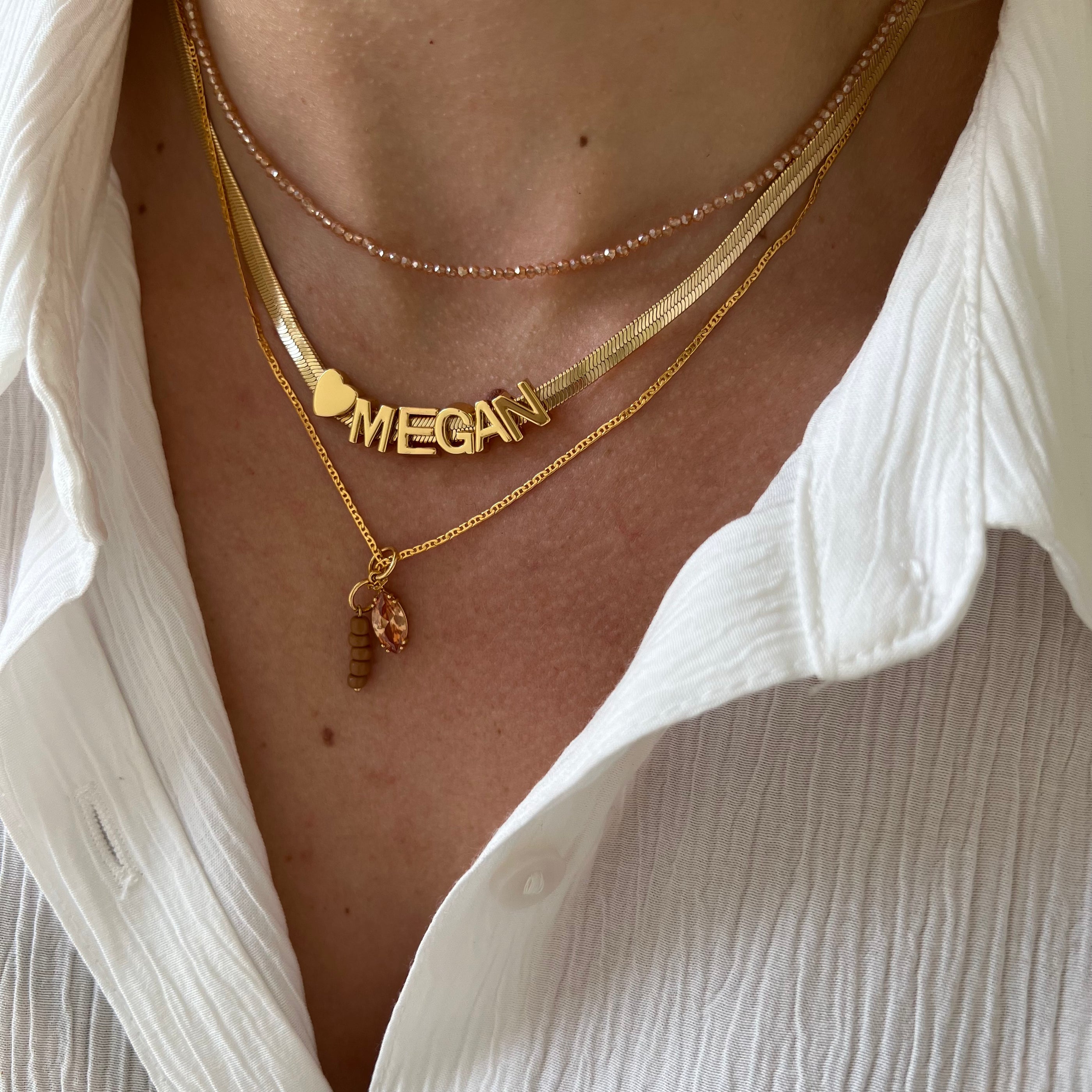 Flat Name Necklace Heart