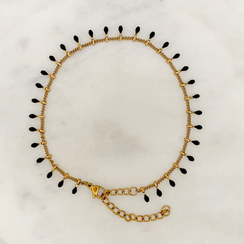 Black tassels anklet