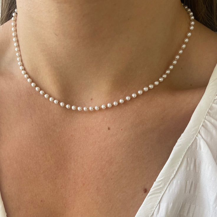 Basis Choker Halsband Kleinen Perlen