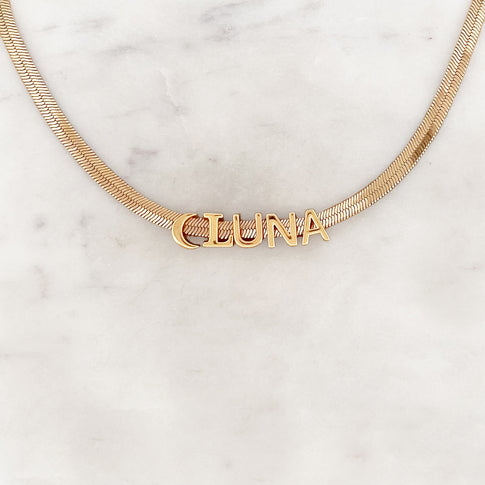 Flat Name Necklace Moon