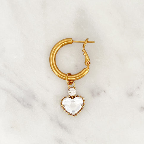 Hoop Clear Diamond Heart