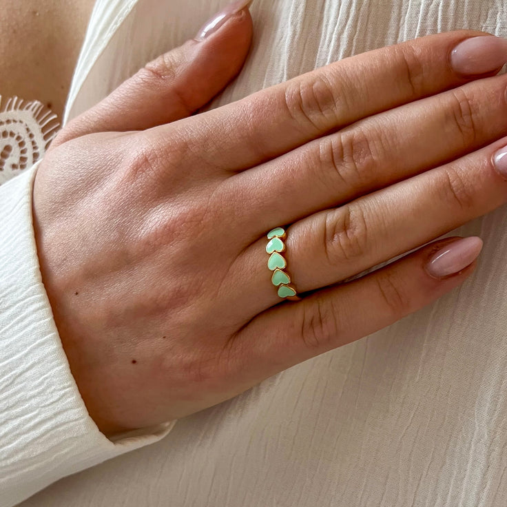 Mint Hearts Ring