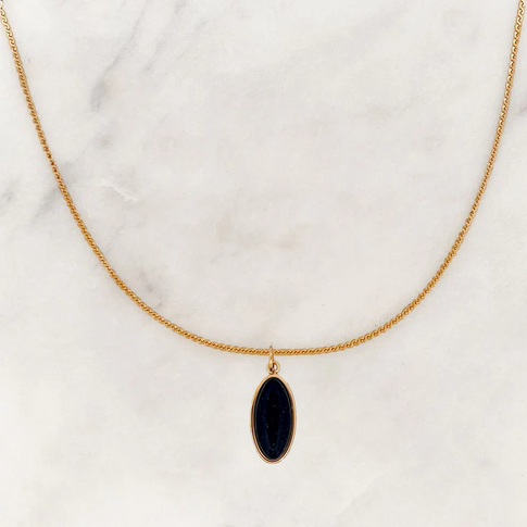 Necklace Oval Stone Blue Sandstone