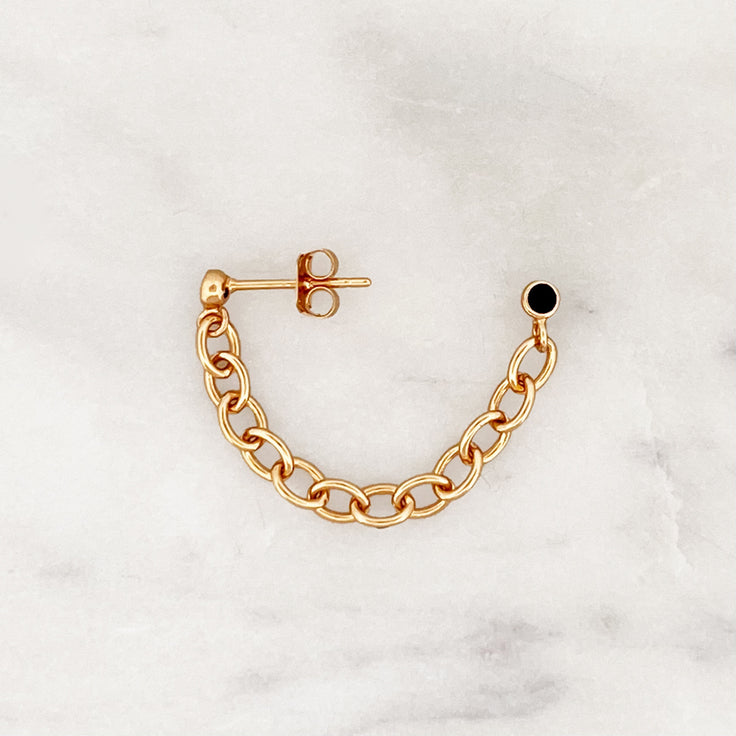 Onyx Earpin Oval Chain