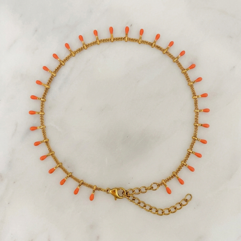 Orange tassels bracelet