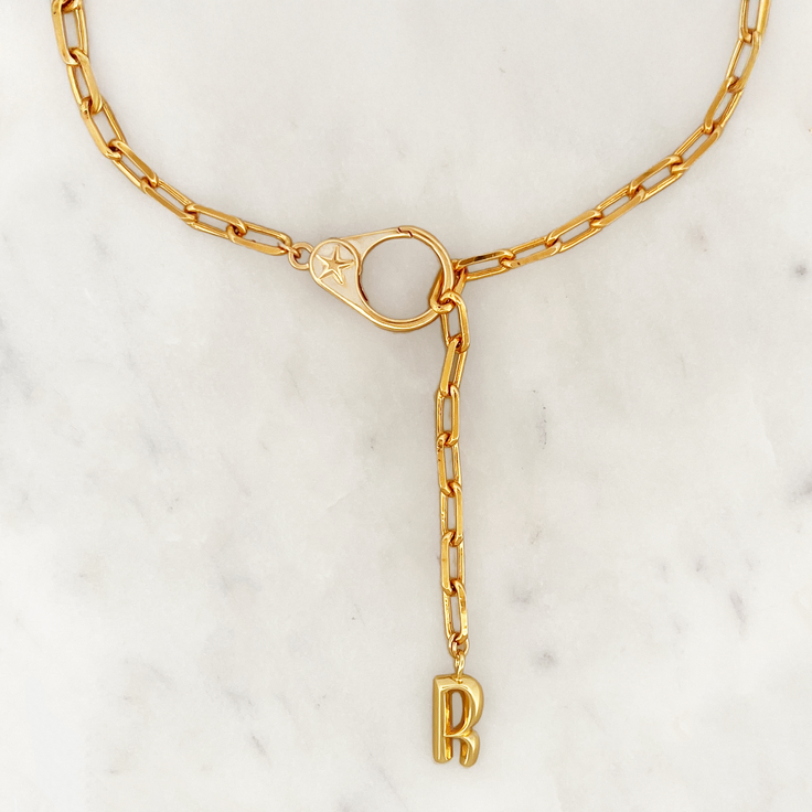 Oval Necklace Bamboo Initial