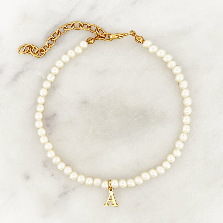 Pearls Bracelet Tiny Initial