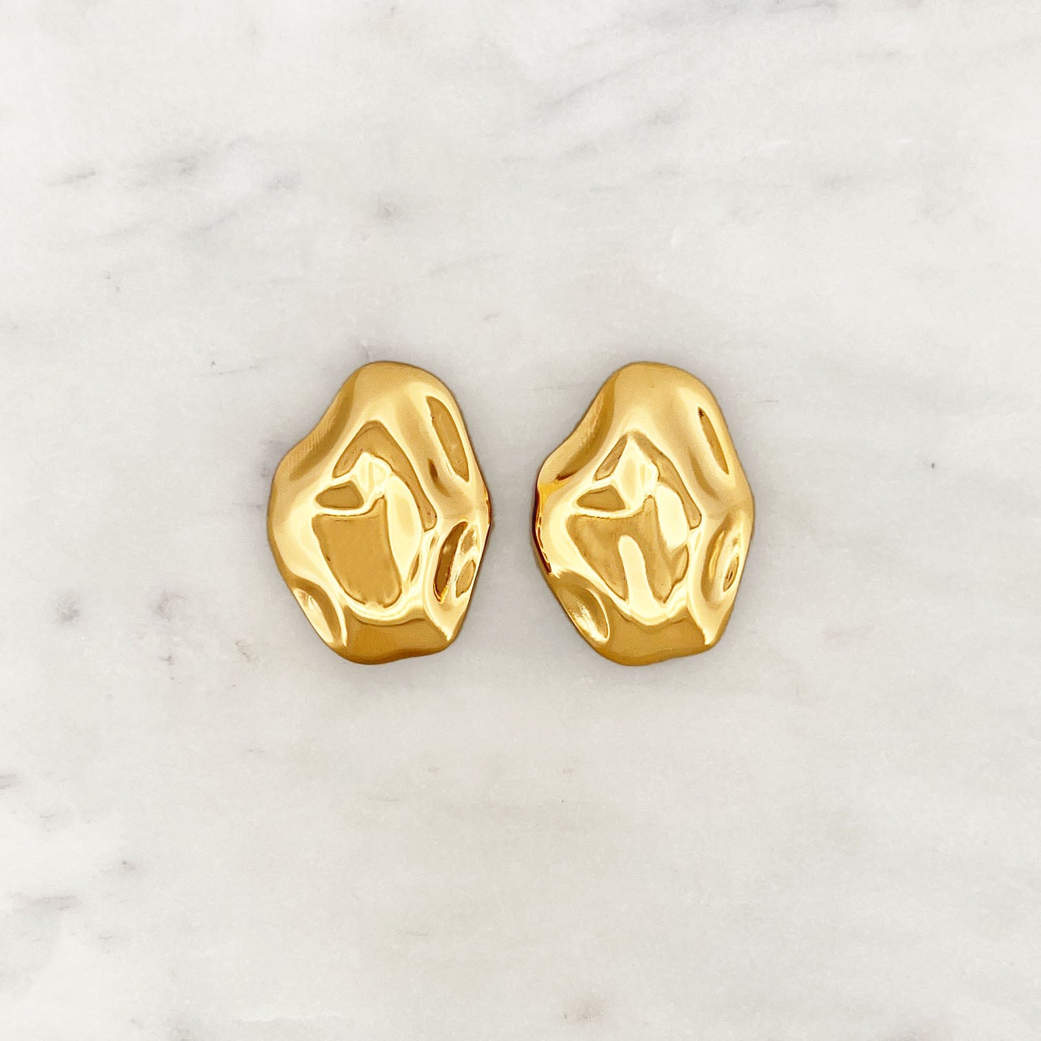 Pleated Earstud Set Oval