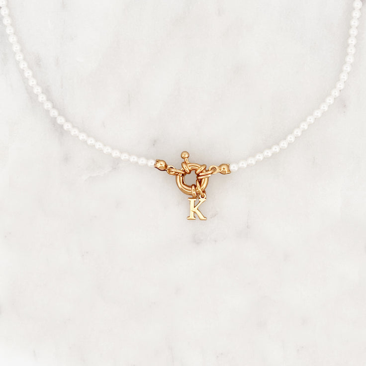 Shell Pearls Choker Tiny Initial