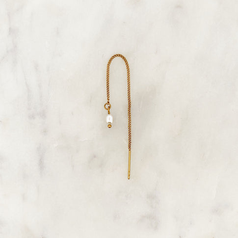 Threader Tiny White Pearl