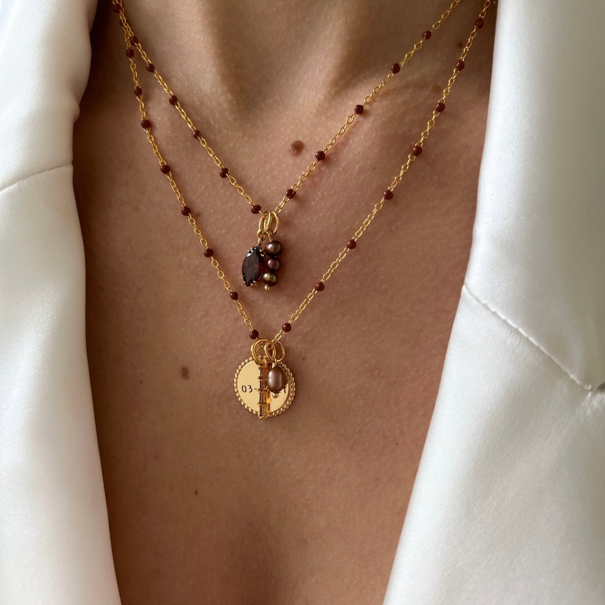 Base Brown Dots Necklace - ByNouck Jewelry