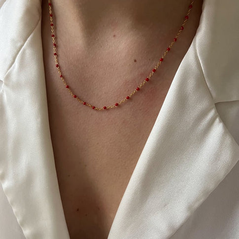 Base Fiery Red Dots Necklace - ByNouck Jewelry