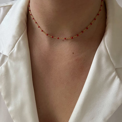 Base Fiery Red Dots Necklace - ByNouck Jewelry