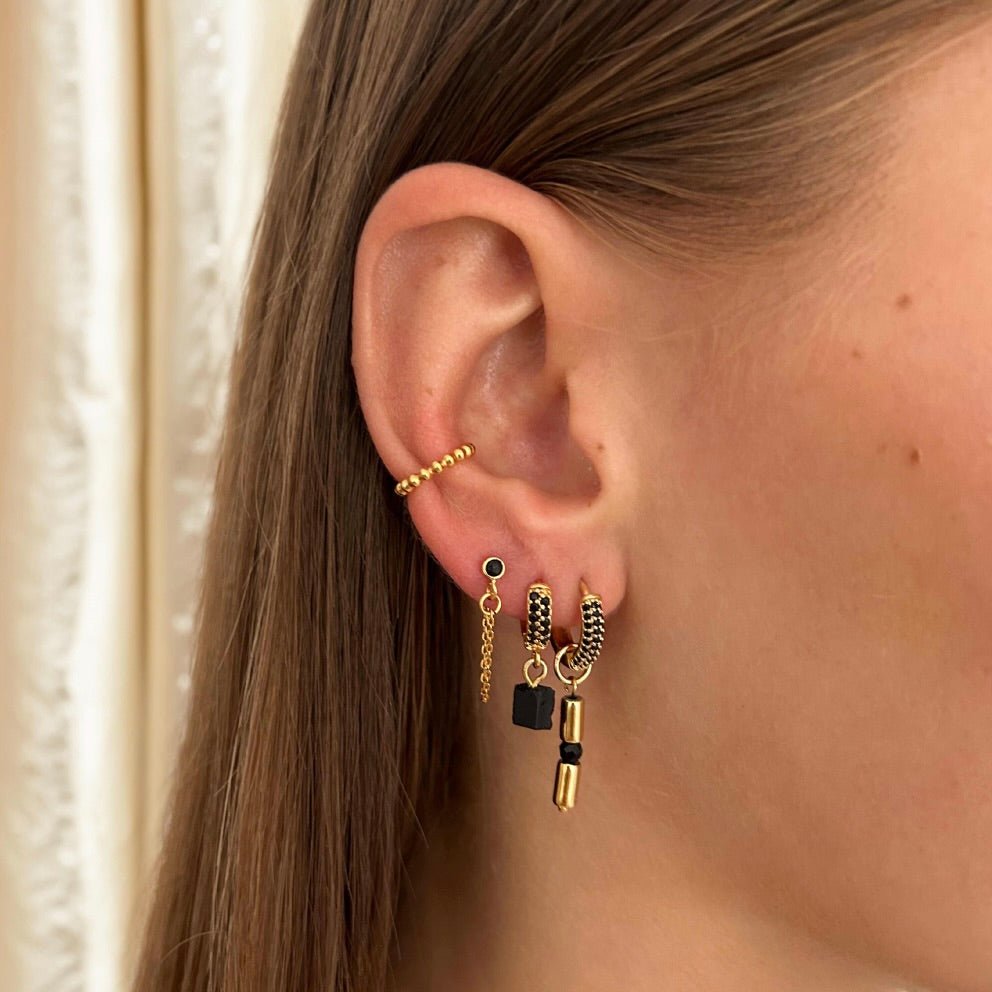 Black Hoop Onyx Stone - ByNouck Jewelry