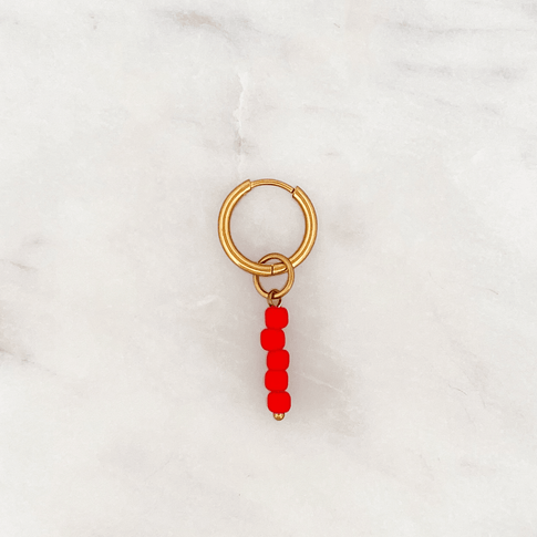 Fine Huggie Tango Red Beads - ByNouck Jewelry