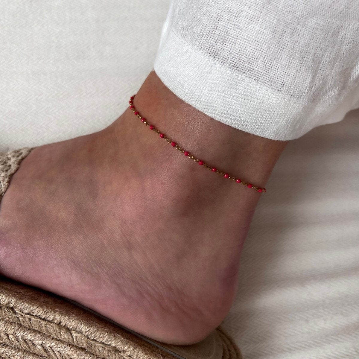 Hot Pink Dots Anklet - ByNouck Jewelry