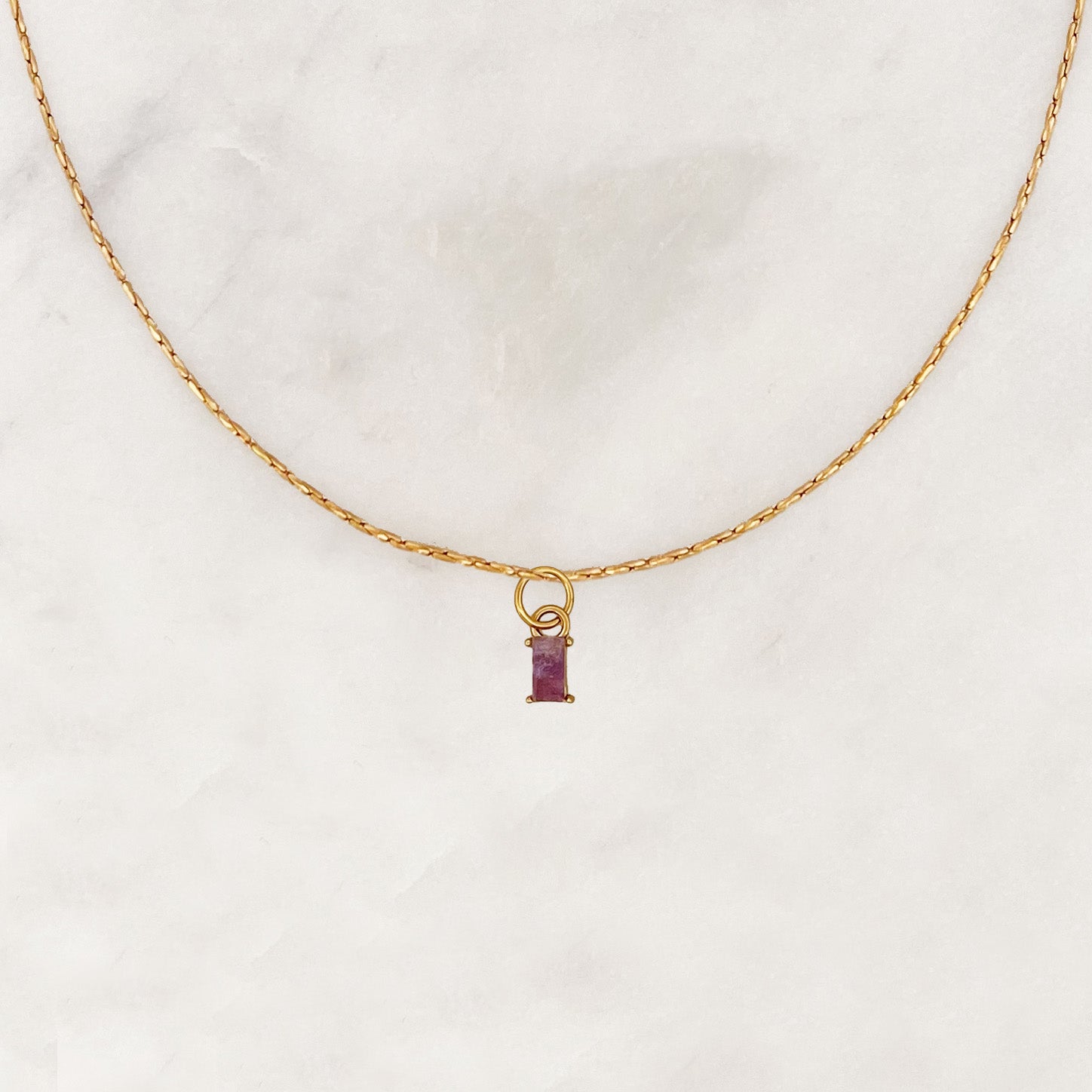 Necklace Amethyst Stone Baguette - ByNouck Jewelry