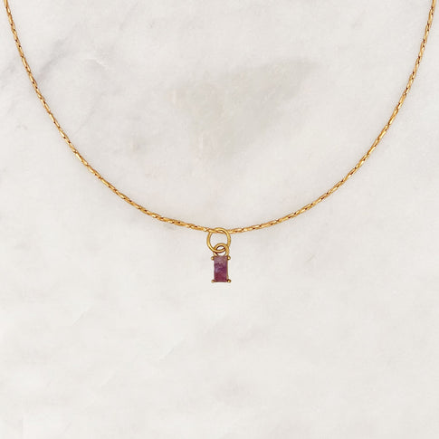Necklace Amethyst Stone Baguette - ByNouck Jewelry