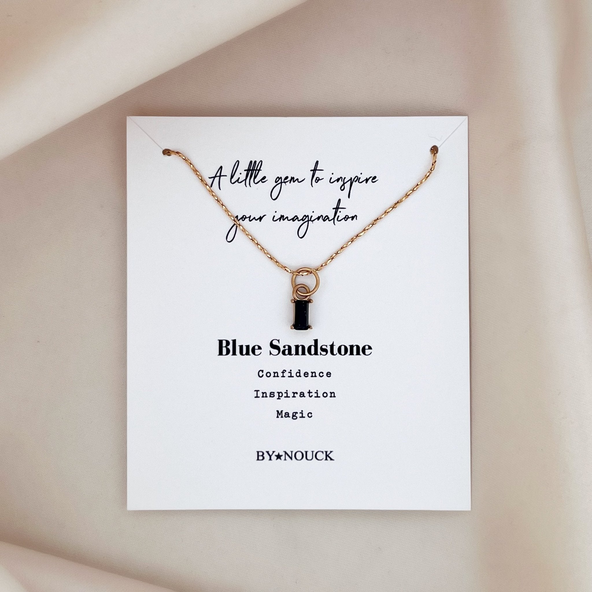 Necklace Blue Sandstone Baguette - ByNouck Jewelry