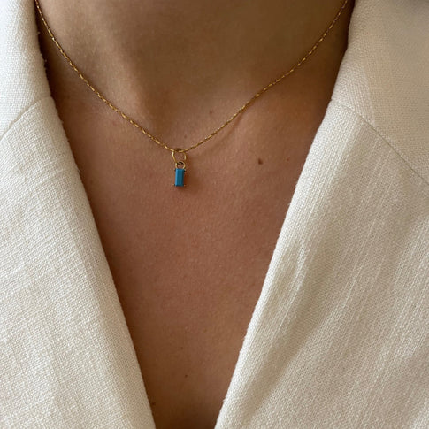 Necklace Turquoise Stone Baguette - ByNouck Jewelry