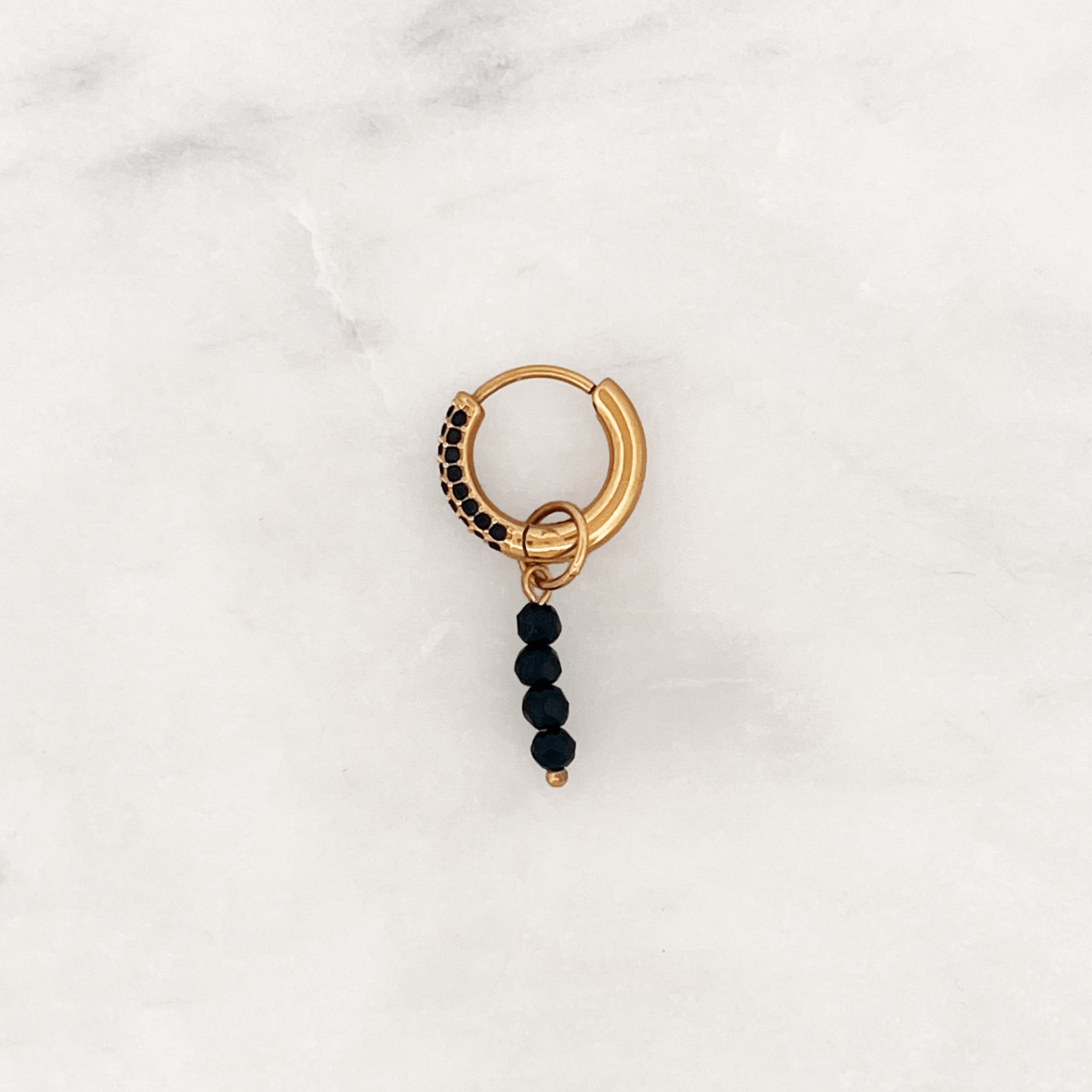 Onyx Hoop Black Beads - ByNouck Jewelry