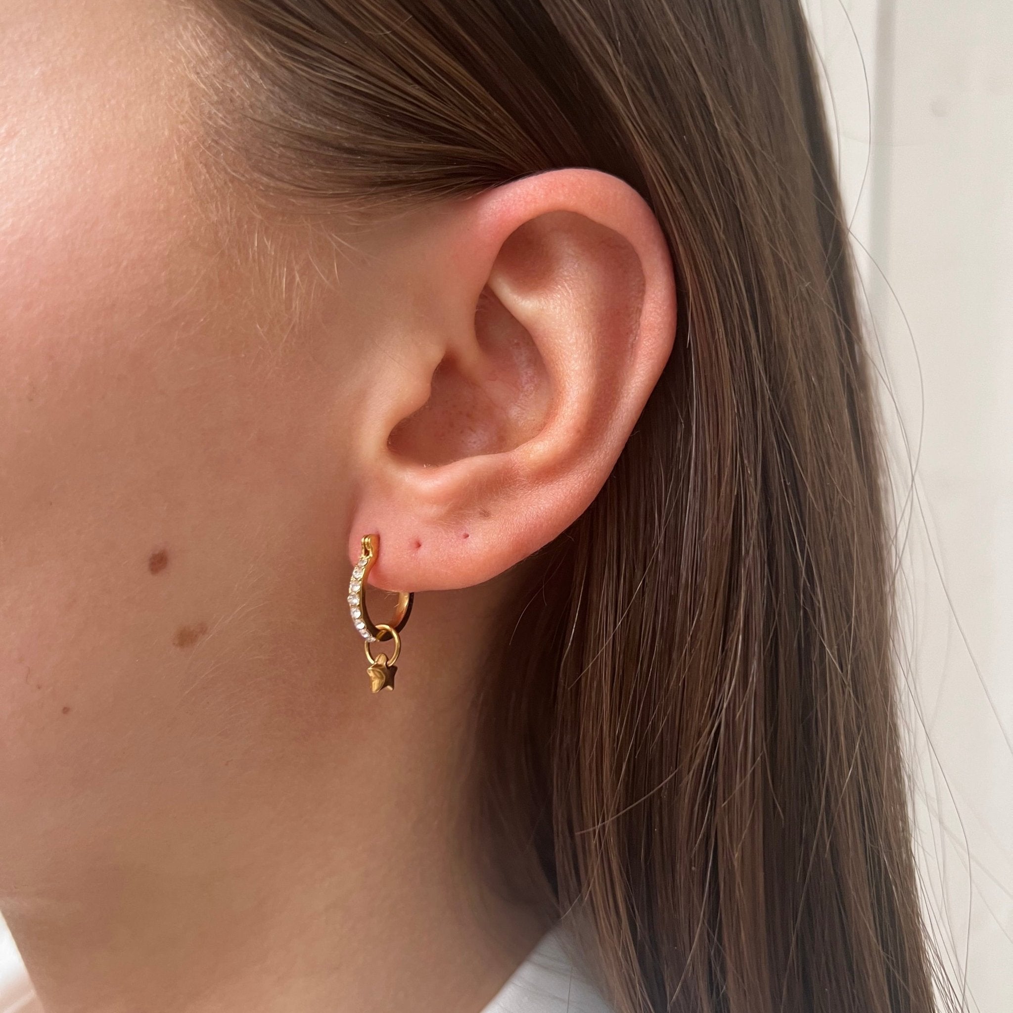 Rhinestones Hoop Little Star - ByNouck Jewelry