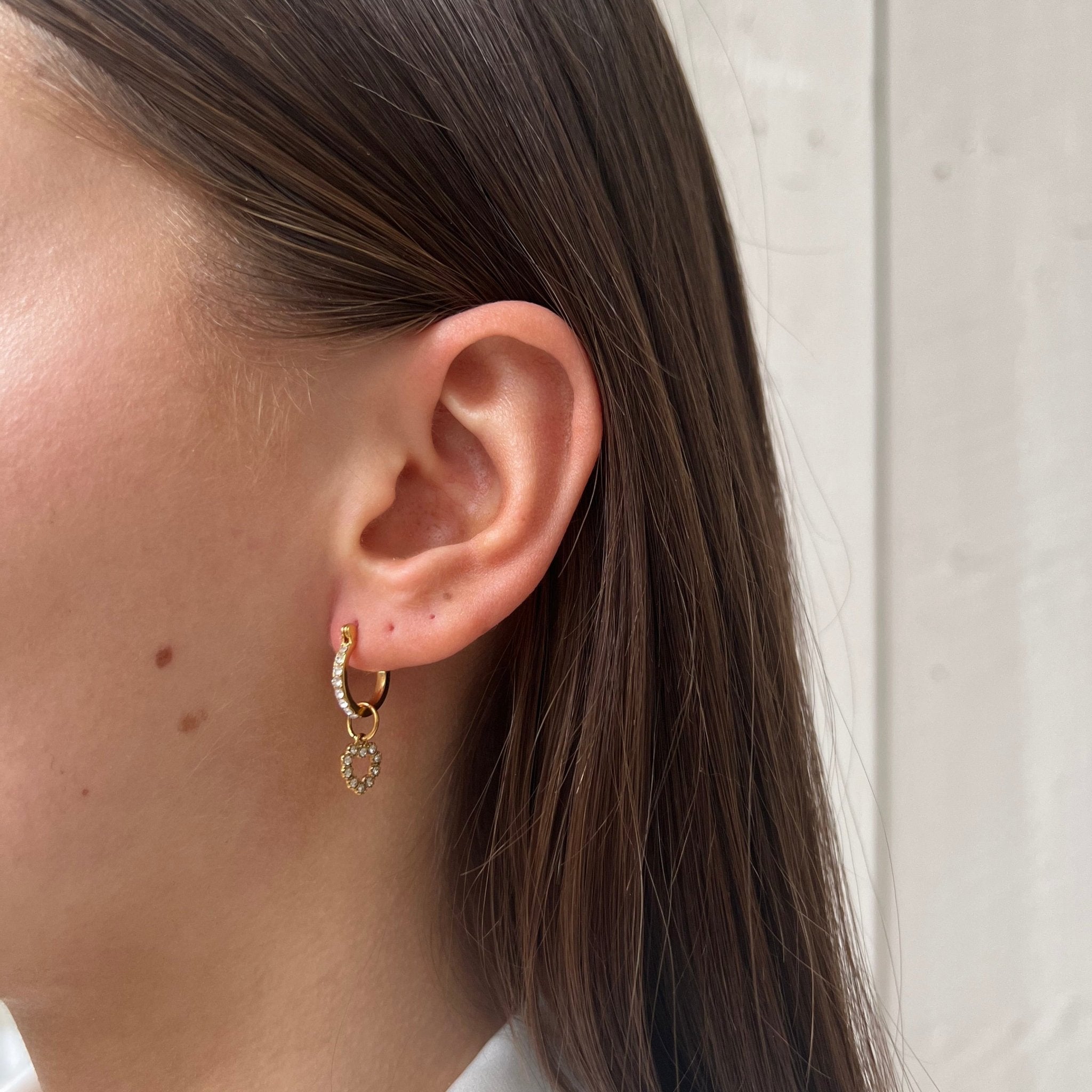 Rhinestones Hoop Small Bright Heart - ByNouck Jewelry