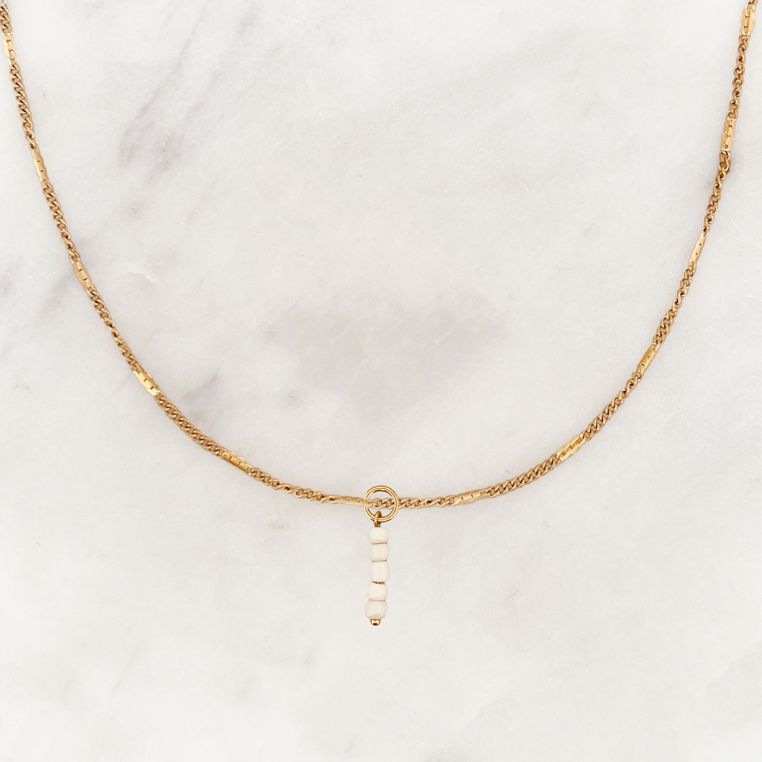 Signet Necklace Coconut Beads - ByNouck Jewelry