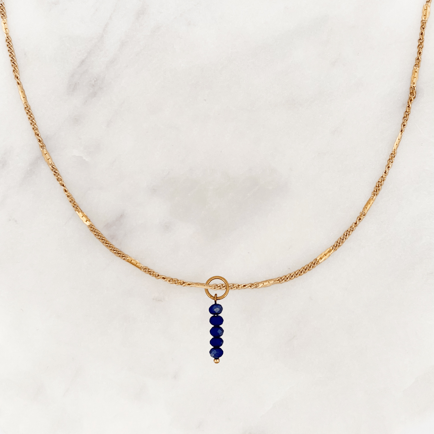 Signet Necklace Midnight Facet Beads - ByNouck Jewelry