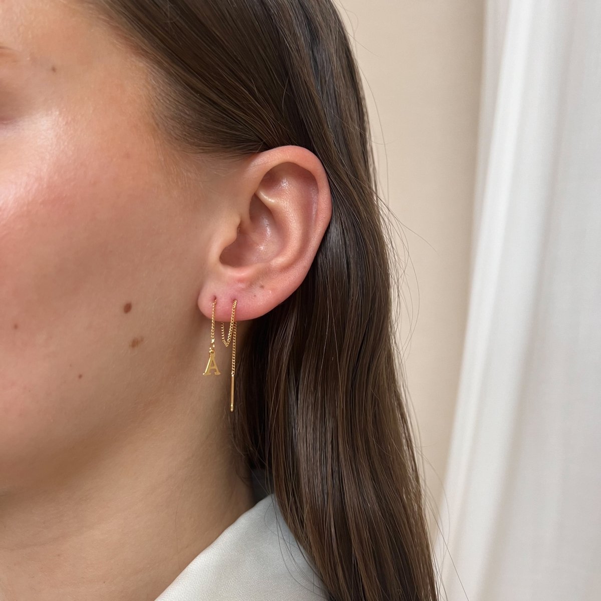 Threader Tiny Initial - ByNouck Jewelry