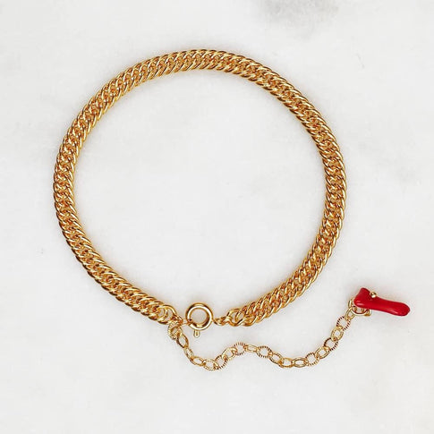 Bracelet Curb Chain Red Coral | ByNouck - Handmade with ♥︎