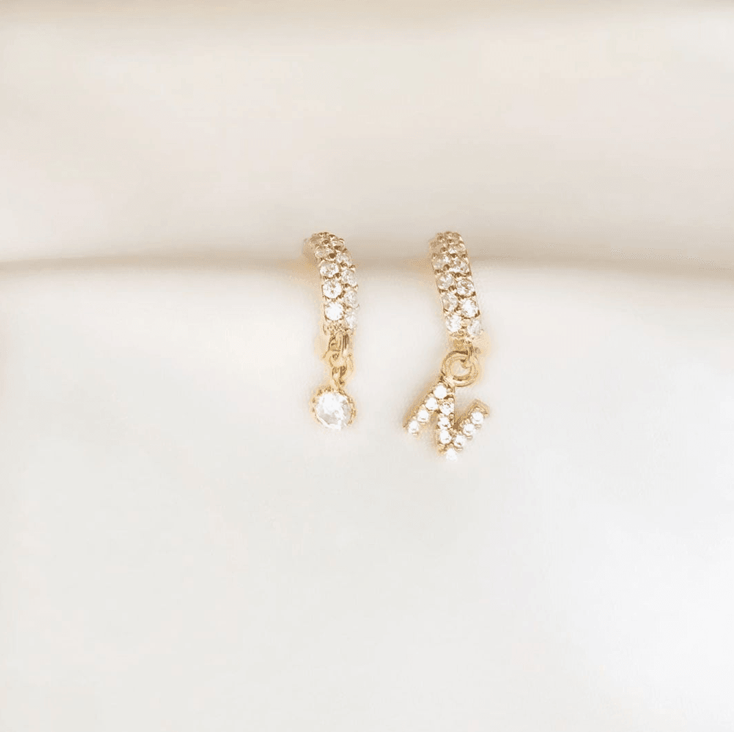 Diamond Initial Hoop - ByNouck Jewelry
