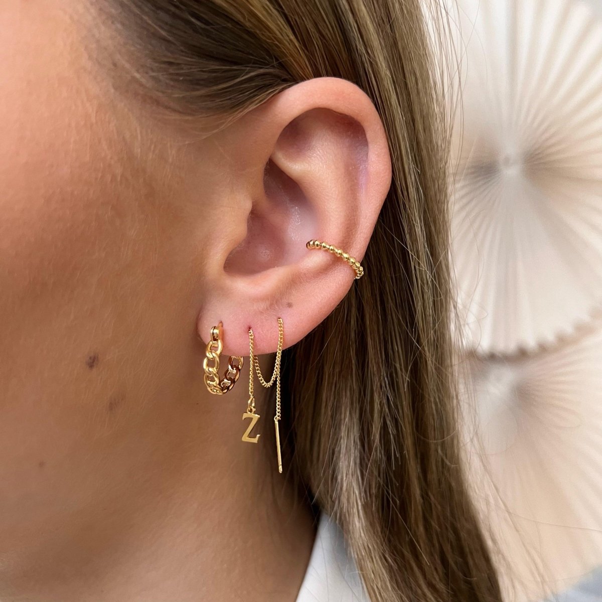 Threader Tiny Initial - ByNouck Jewelry